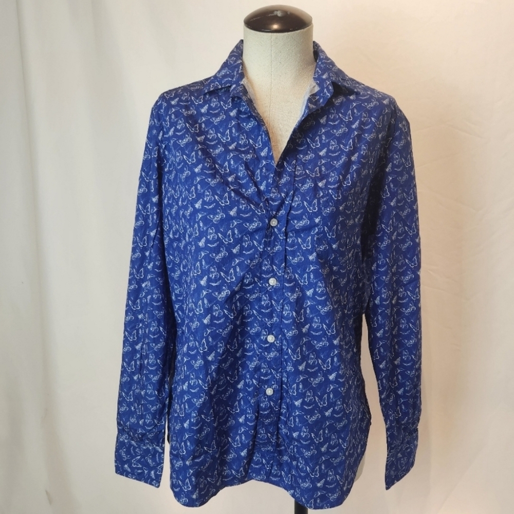 Frank & Eileen "Shirley" Oversized Butterfly Print Long Sleeve Button Size Small